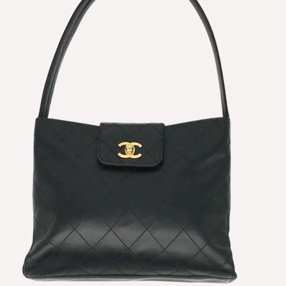 1997-1999 Chanel Shoulder Quilted Black Lambskin Medium Bag - Picture 3 of 15